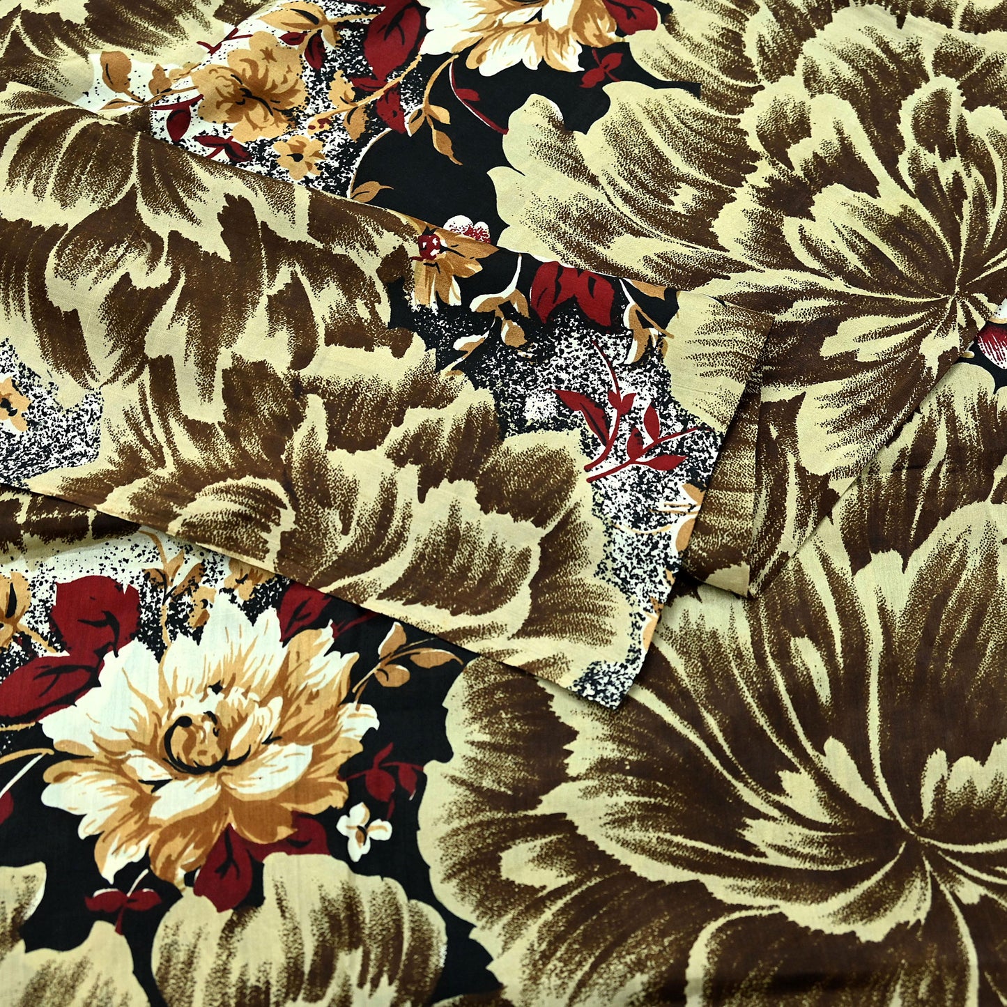 Indian Vintage Sari Black Printed Pure Silk Sarees Craft Fabric 5yd Sewing Floral Soft Dress Designing  for Crafting Quilting Upcycle Wrap