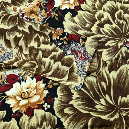 Indian Vintage Sari Black Printed Pure Silk Sarees Craft Fabric 5yd Sewing Floral Soft Dress Designing  for Crafting Quilting Upcycle Wrap