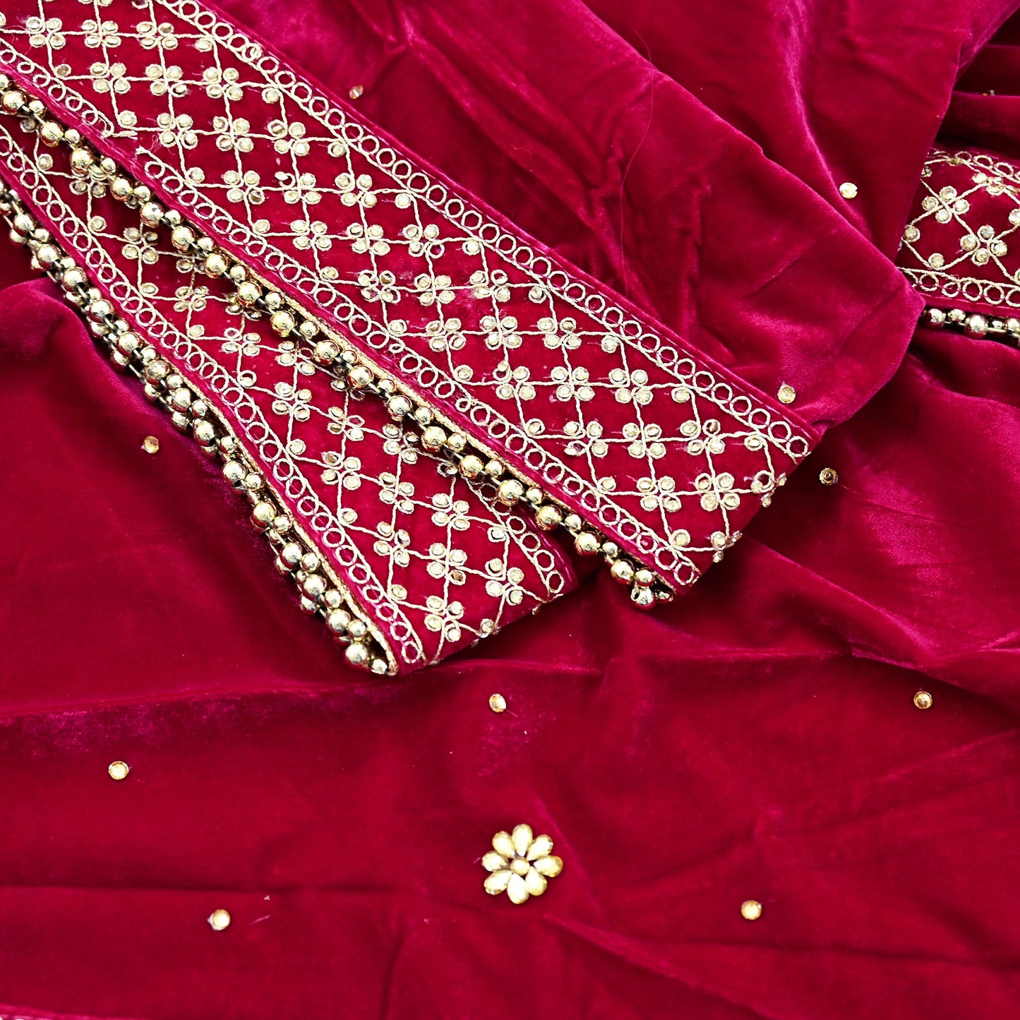 Indian Vintage Heavy Wedding Rani Pink Dupatta Velvet Long Stole Hand Embroidered Scarves Zari Hijab Veil Wrap Wedding dupatta