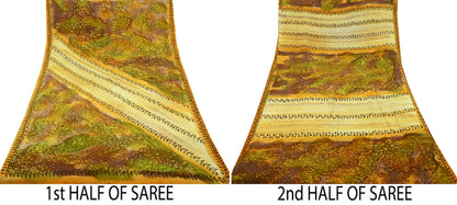 Indian Vintage Multi Saree Pure Crepe Silk Printed Sari Craft Fabric 5yd Sewing Floral Soft Wrap Crafting Quilting Dress making Upcycle