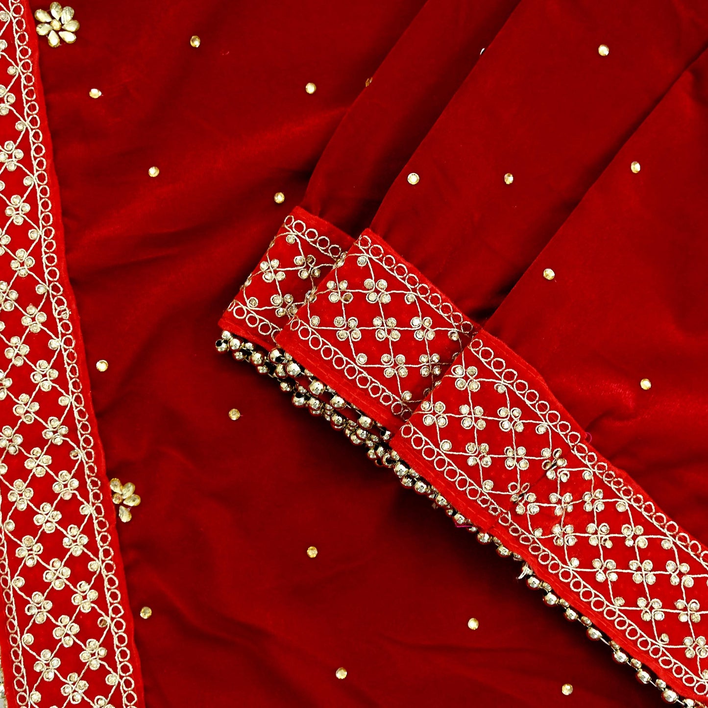 Indian Vintage Heavy Wedding Red Dupatta Velvet Long Stole Hand Embroidered Scarves Zari Hijab Veil Wrap Wedding dupatta