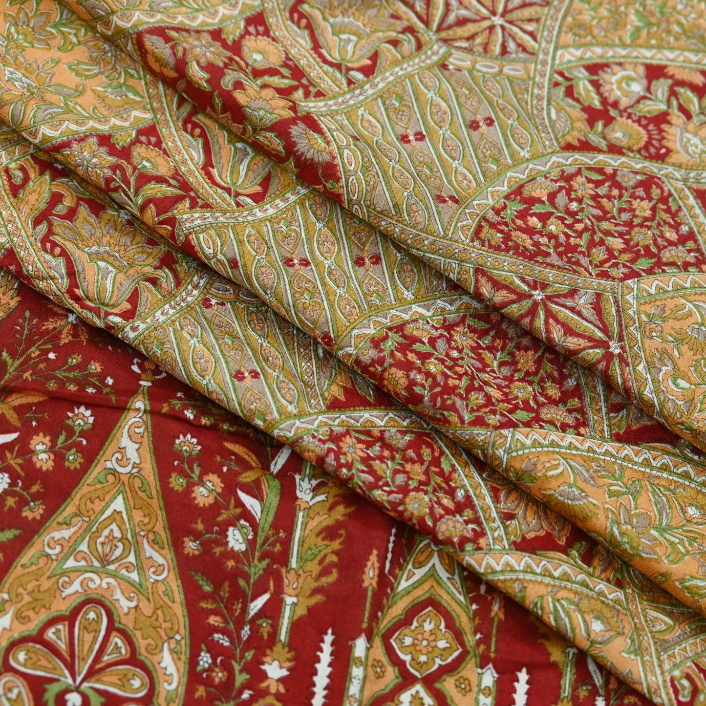 Indian Vintage Sari Red Pure Silk Printed Sarees 5yd Sewing Craft Fabric Dress Making Soft Quilting Crafting Upcycle Used Floral
