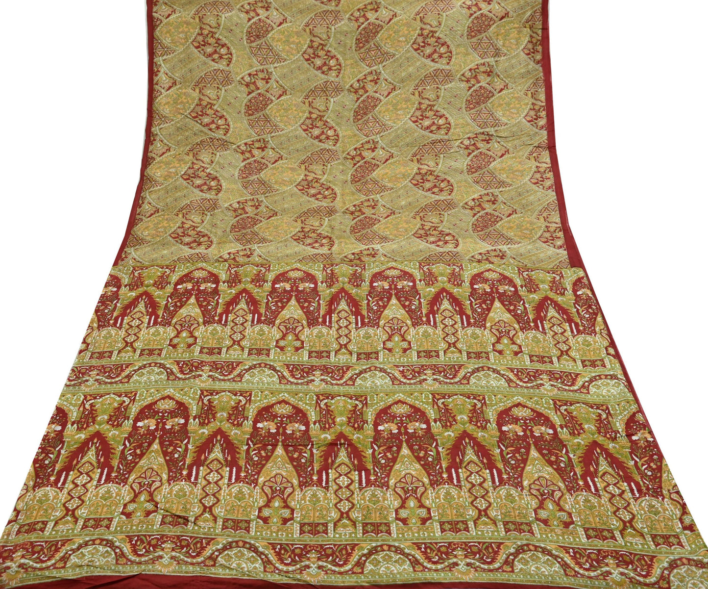 Indian Vintage Sari Red Pure Silk Printed Sarees 5yd Sewing Craft Fabric Dress Making Soft Quilting Crafting Upcycle Used Floral