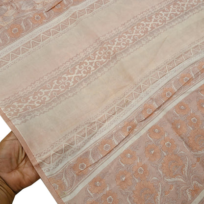 Indian Vintage Sari Brown 100% Pure Silk Printed Saree Craft Fabric 5yd Sewing DressMaking Wrap Floral Crafting Quilting Used