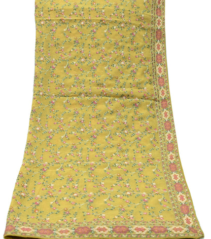 Indian Vintage Dupatta Yellow Pure Georgette silk Long Stole Embroidered Scarves Stole Veil Wrap
