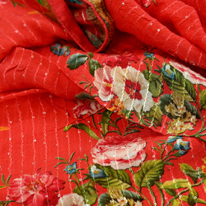 Women Indian Vintage Dupatta Red Long Stole Pure silk Digital Printed Dupatta Veil Scarves soft Boho Wrap Dressmaking Floral