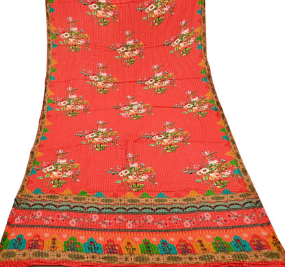 Women Indian Vintage Dupatta Red Long Stole Pure silk Digital Printed Dupatta Veil Scarves soft Boho Wrap Dressmaking Floral