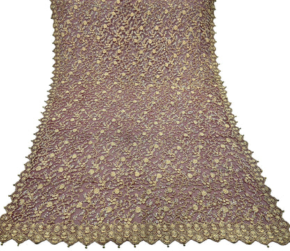Indian Vintage Heavy Wedding Maroon Dupatta Net Mesh Long Stole Hand Embroidered Scarves Golden Zardozi Zari Sequins Dridal Veil Hijab