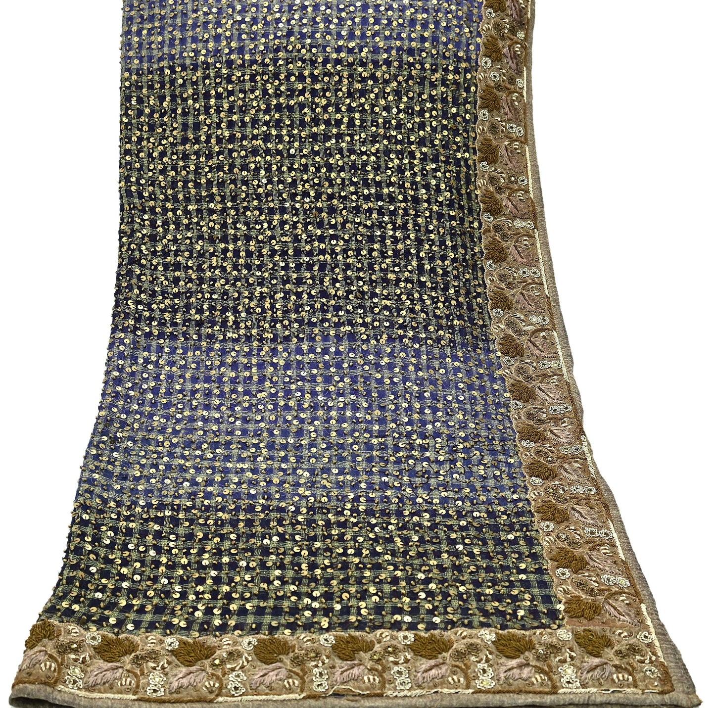 Indian Vintage Heavy Purple Dupatta Blend Georgette Long Stole Hand Embroidered Scarf Zardozi/Dabka Wedding/Bridal Veil Hijab