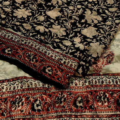 Indian Women Vintage Peach & Black Saree Pure Chiffon Silk Printed Sari Craft Fabric Sewing 6Yd Soft Light Sari Dress Making