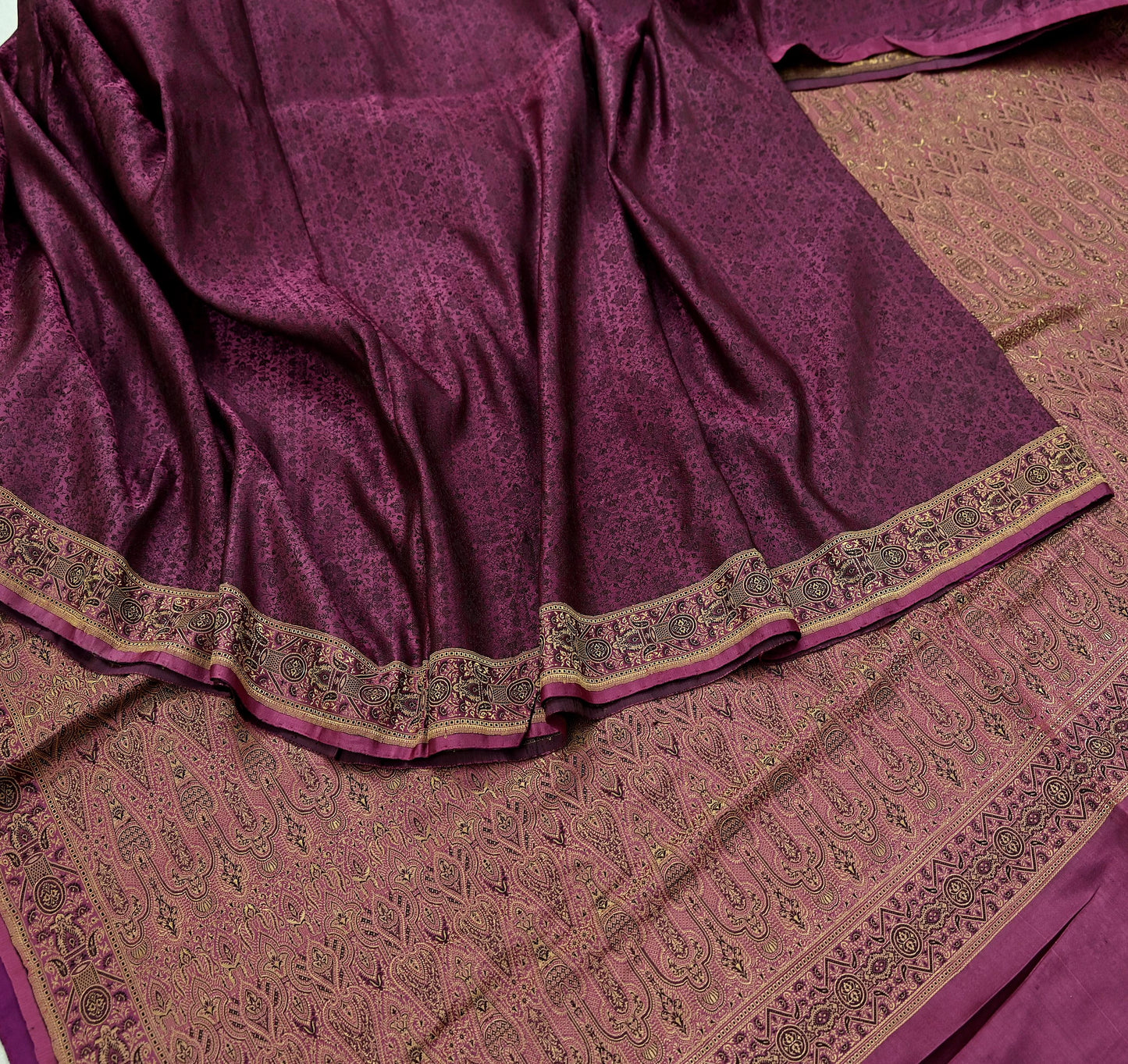 Indian Vintage Sari Pink Heavy Pure Satin Silk Hand Woven Tanchoi Sarees Ethnic Wear 5Yd Paisley Craft Fabric Dress Making Crafting