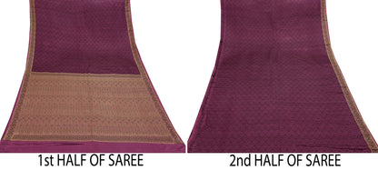 Indian Vintage Sari Pink Heavy Pure Satin Silk Hand Woven Tanchoi Sarees Ethnic Wear 5Yd Paisley Craft Fabric Dress Making Crafting