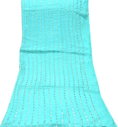 Indian Vintage Green Dupatta Pure silk Long Stole Hand Embroidered Scarves Floral Design Stole Veil Wrap Zari Sequins