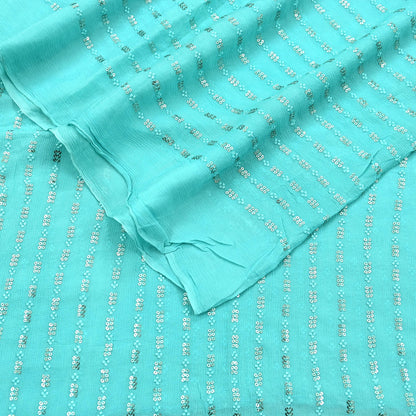 Indian Vintage Green Dupatta Pure silk Long Stole Hand Embroidered Scarves Floral Design Stole Veil Wrap Zari Sequins