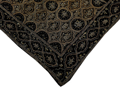 Indian Vintage Heavy Wedding Black Dupatta Pure Organza Silk Long Stole Hand Embroidered Scarves Zardozi Zari Bridal Veil Wrap Hijab