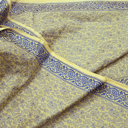Indian Vintage Sari Ivory Artificial Silk Hand Woven Sarees 5yd Ethnic Elephants Craft Fabric Sewing Wedding Sarees Dress making Crafting