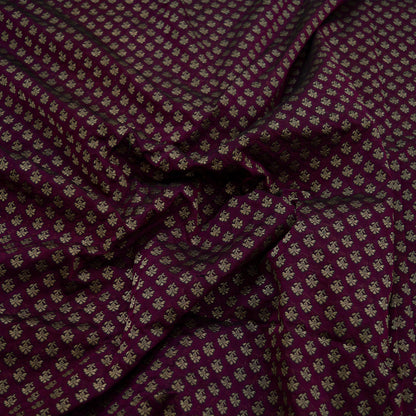 Indian Purple Color Artificial Silk Woven Brocade Banarasi Zari Work Design Fabric Used in Different Designing in Multi Apparels.