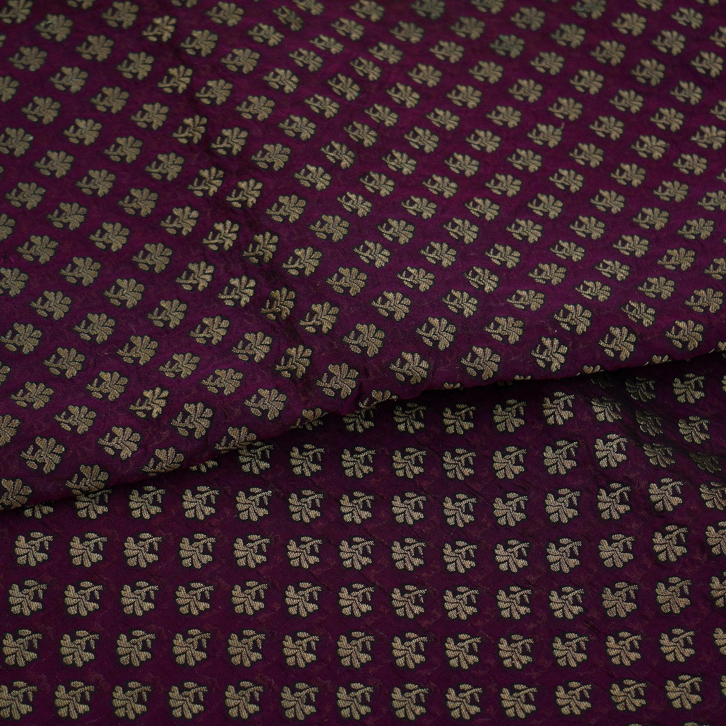 Indian Purple Color Artificial Silk Woven Brocade Banarasi Zari Work Design Fabric Used in Different Designing in Multi Apparels.