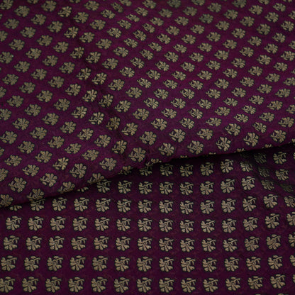 Indian Purple Color Artificial Silk Woven Brocade Banarasi Zari Work Design Fabric Used in Different Designing in Multi Apparels.
