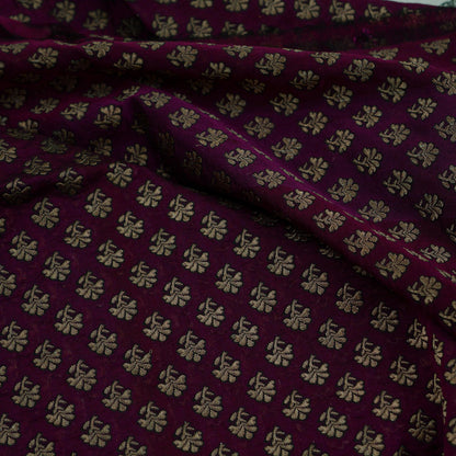 Indian Purple Color Artificial Silk Woven Brocade Banarasi Zari Work Design Fabric Used in Different Designing in Multi Apparels.