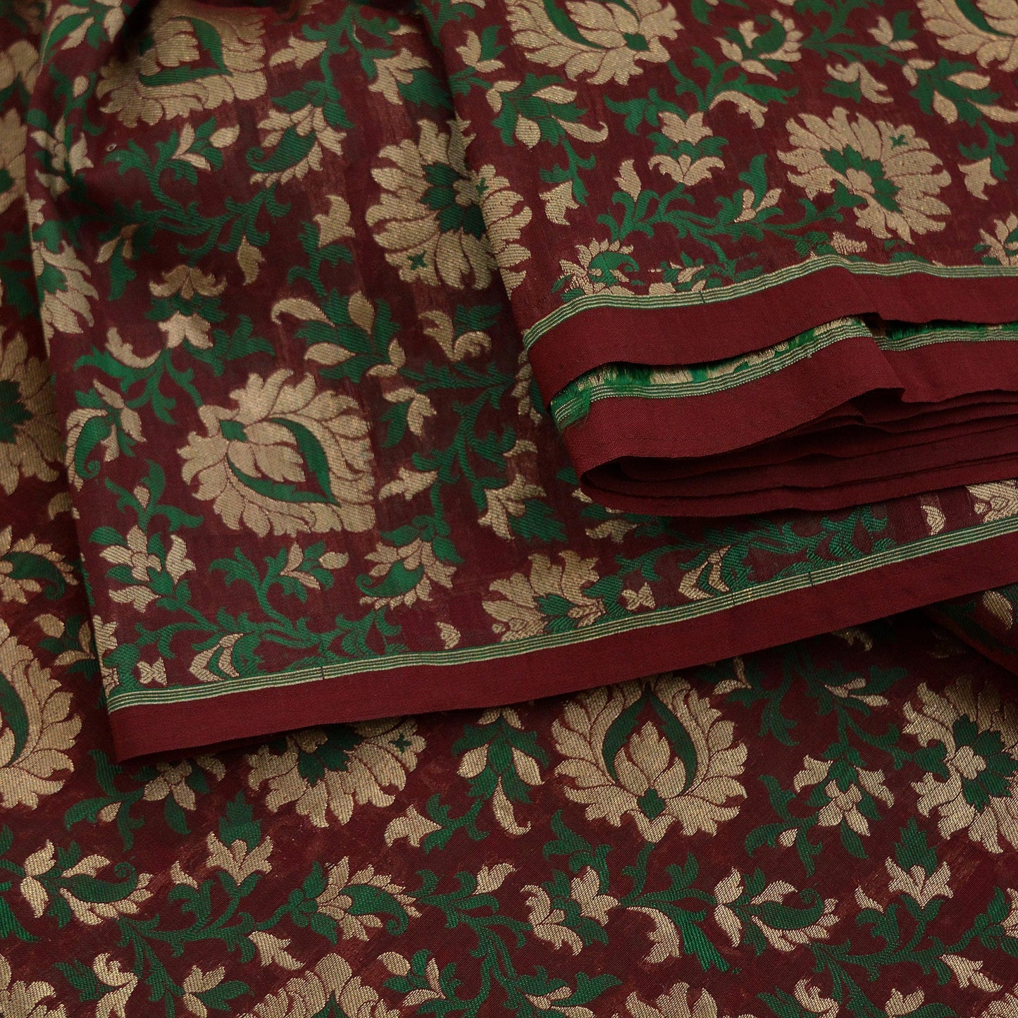 Indian Maroon Color Artificial Silk Hand Woven Brocade Banarasi Zari Work Design Fabric Used in Different Designing in Multi Apparels.