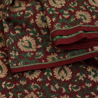 Indian Maroon Color Artificial Silk Hand Woven Brocade Banarasi Zari Work Design Fabric Used in Different Designing in Multi Apparels.