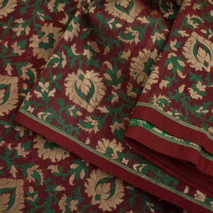 Indian Maroon Color Artificial Silk Hand Woven Brocade Banarasi Zari Work Design Fabric Used in Different Designing in Multi Apparels.