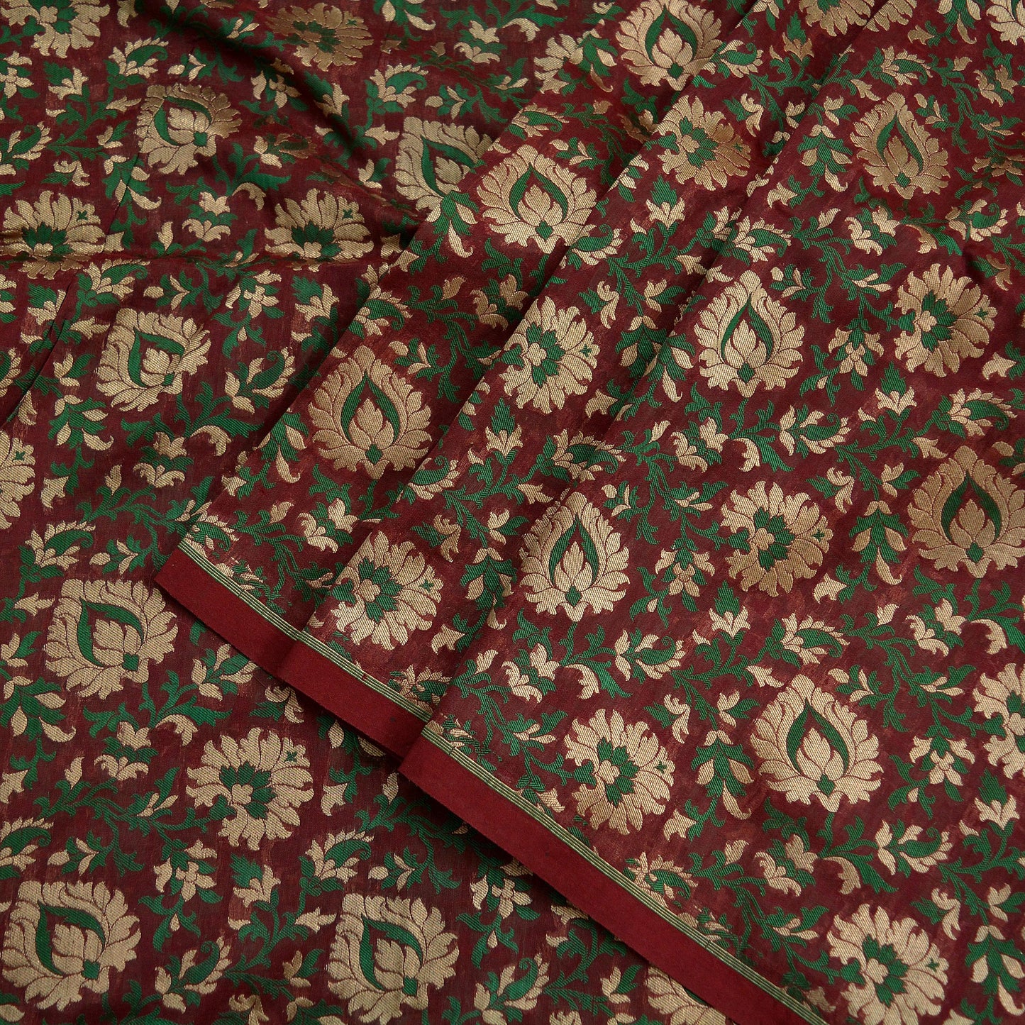 Indian Maroon Color Artificial Silk Hand Woven Brocade Banarasi Zari Work Design Fabric Used in Different Designing in Multi Apparels.