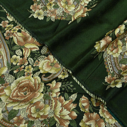 Indian Vintage Sari Green Pure Silk Printed Sarees 5yd Sewing Craft Fabric Dress Making  Soft Floral Wrap Upcycle Used Quilting Crafting