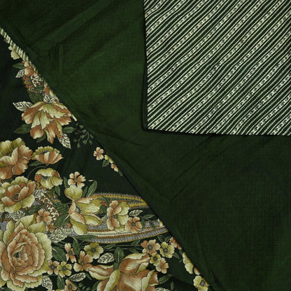 Indian Vintage Sari Green Pure Silk Printed Sarees 5yd Sewing Craft Fabric Dress Making  Soft Floral Wrap Upcycle Used Quilting Crafting