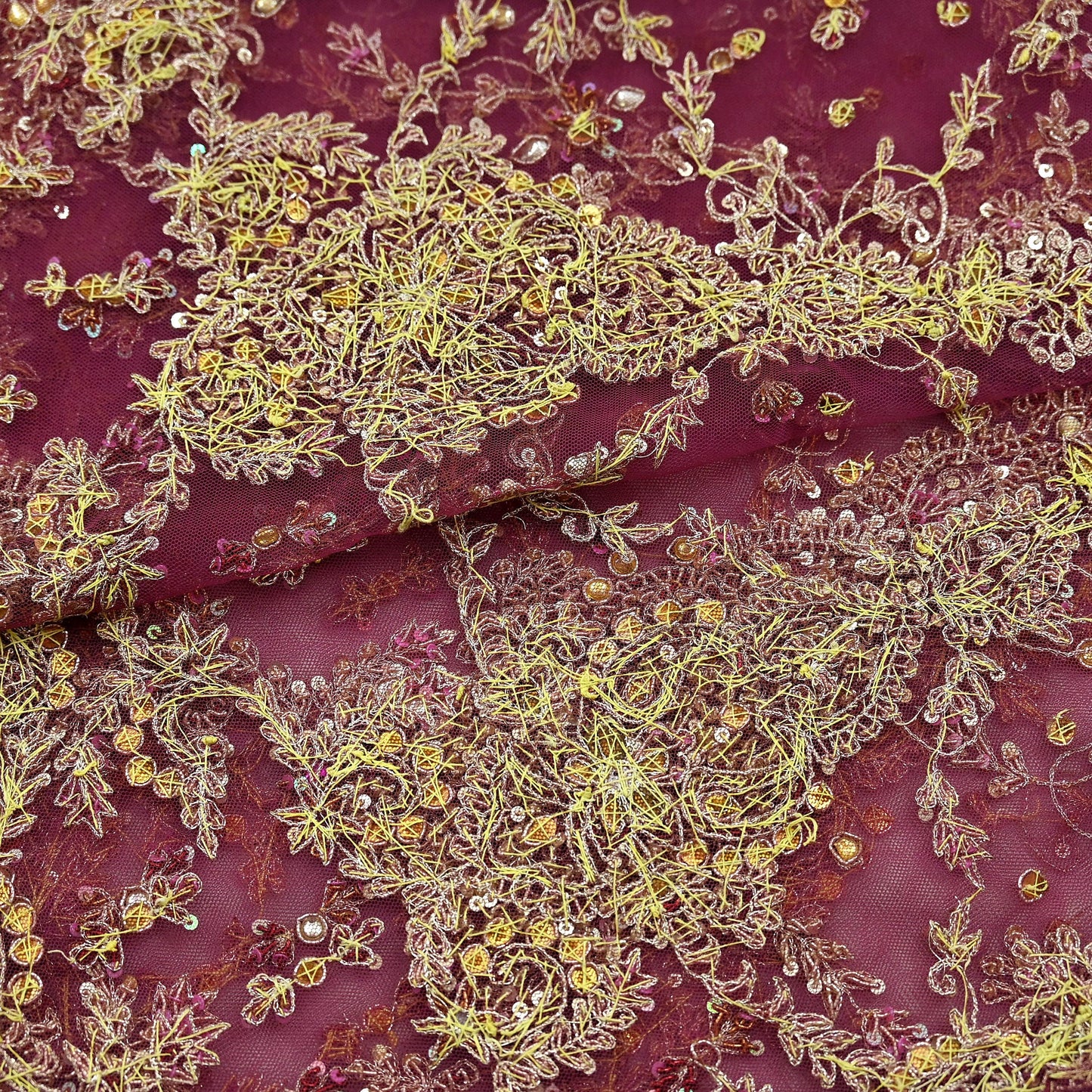 Indian Vintage Heavy Purple Dupatta Net Mesh Long Stole Hand Embroidered Scarf Zardozi Zari Sequins Stole Wedding Veil