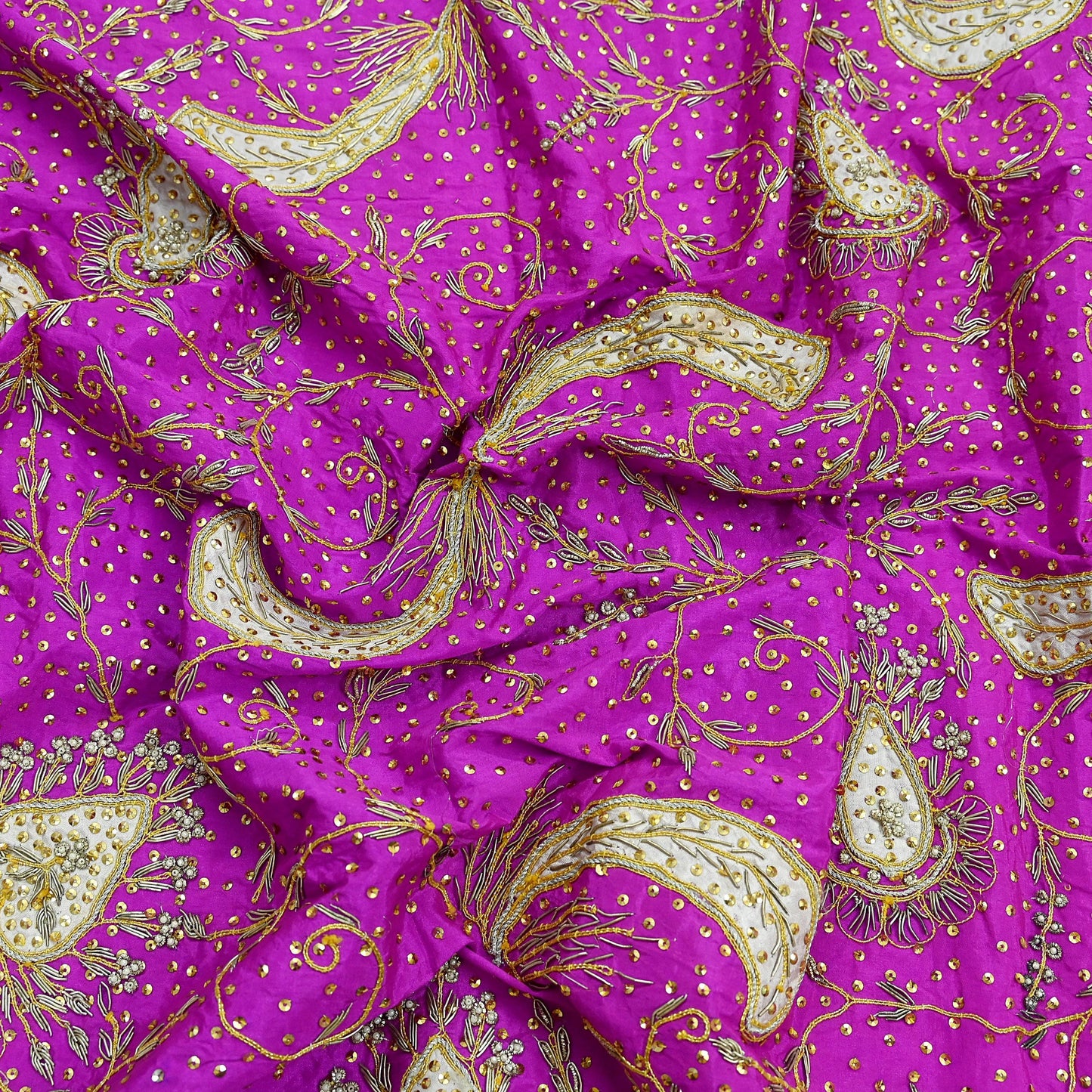 Indian Vintage Heavy Bridal Dupatta Purple Pure Silk Long Stole Hand Embroidered Hijab Scarf Zardozi/Dabka Zari Wedding Dupatta