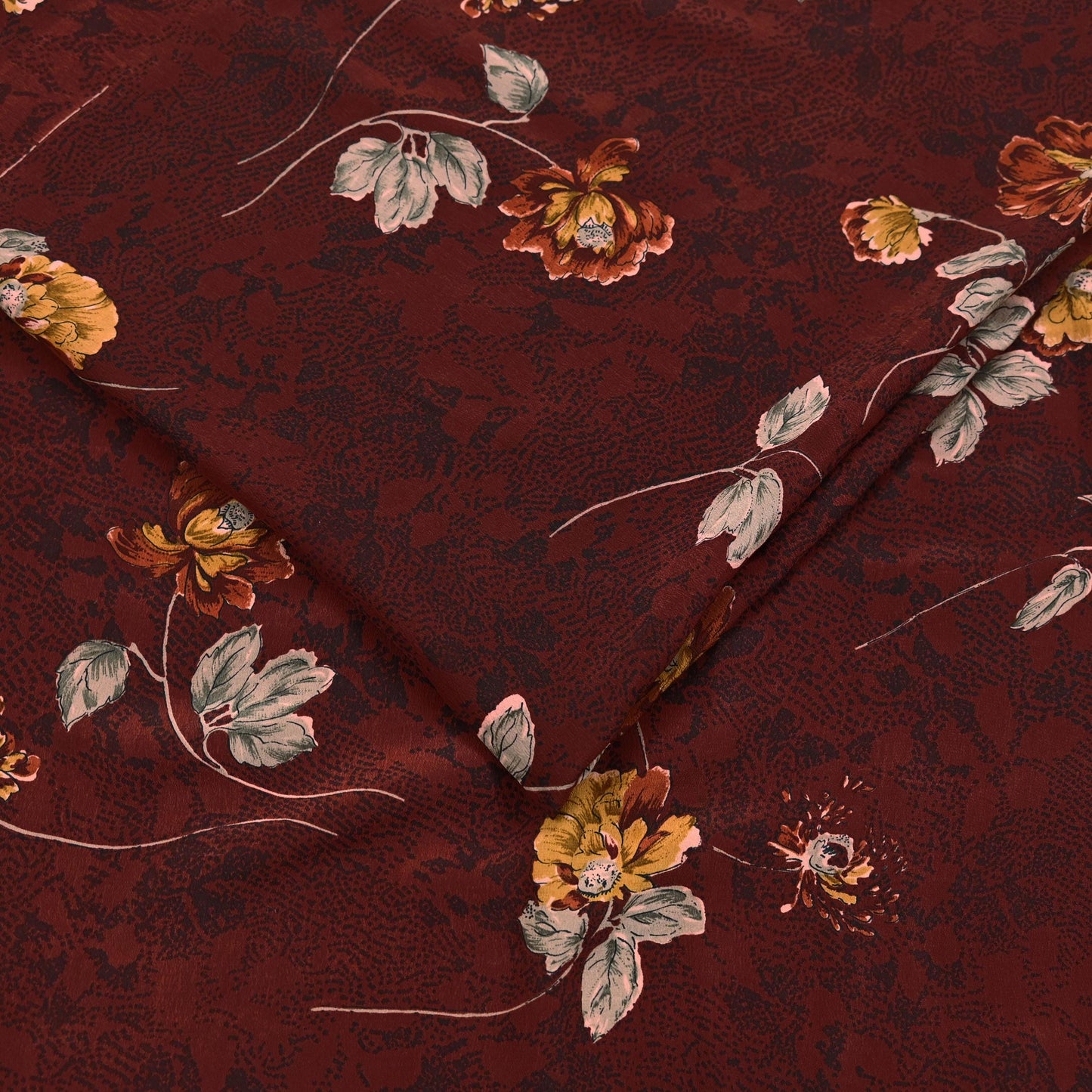 Indian Vintage Maroon Saree Pure Crepe Silk Printed Sari Craft Fabric 5yd Sewing Floral Soft Wrap Dress Making Crafting Quilting Upcycle