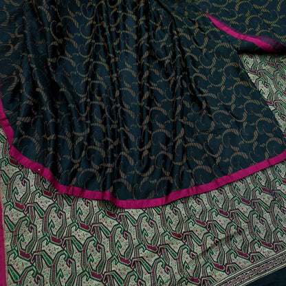 Indian Vintage Sari Heavy Black Pure Satin Silk Brocade Banarasi Sarees Zari 5Yd craft fabric dress making Crafting Upcycle