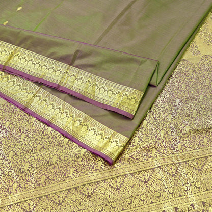 Indian Vintage Sari Green & Purple Artificial Silk Hand Woven Sarees 5yd Ethnic Elephants Craft Fabric Sewing Sarees Dress making Crafting