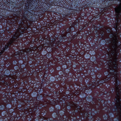 Indian Vintage Sari Maroon 100% Pure Silk Printed Sarees 5yd Craft Fabric Sewing Soft Dress Making Floral Quilting Crafting Upcycle Used