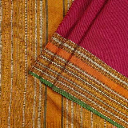Indian Vintage Sari Red & Green Pure Cotton Hand Woven Baluchari Saree 5yd Craft Fabric Ethnic Dress making Crafting Quilting
