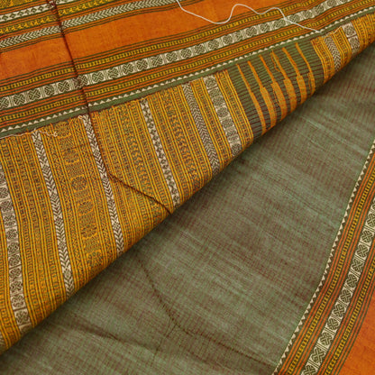 Indian Vintage Sari Red & Green Pure Cotton Hand Woven Baluchari Saree 5yd Craft Fabric Ethnic Dress making Crafting Quilting