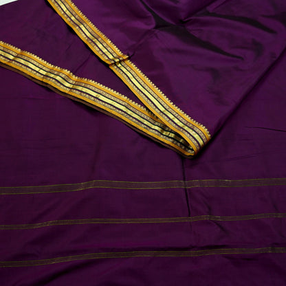 Vintage  Sari Purple 100% South Silk Hand Woven Work Sarees Craft Fabric Floral 5Yd Ethnic Soft Zari Dress making Crafting Quilting