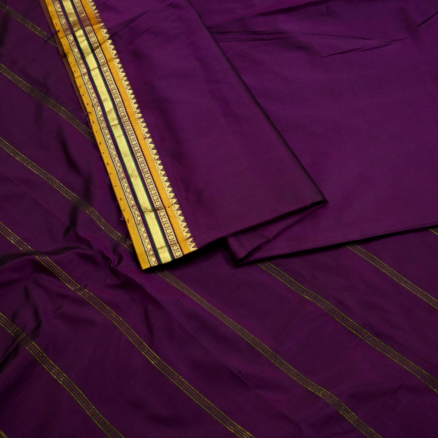 Vintage  Sari Purple 100% South Silk Hand Woven Work Sarees Craft Fabric Floral 5Yd Ethnic Soft Zari Dress making Crafting Quilting