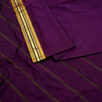 Vintage  Sari Purple 100% South Silk Hand Woven Work Sarees Craft Fabric Floral 5Yd Ethnic Soft Zari Dress making Crafting Quilting