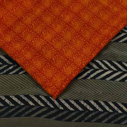 Indian Vintage Sari Orange & Saffron Pure Crepe Silk Printed Sarees 5yd Sewing Floral Soft Craft Fabric Wrap Dress Making Crafting Quilting