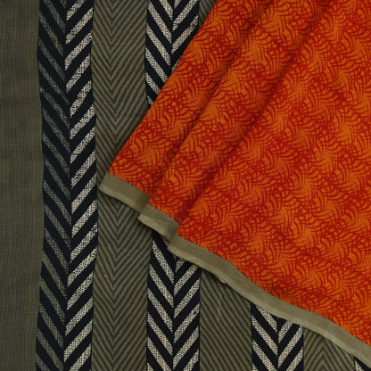 Indian Vintage Sari Orange & Saffron Pure Crepe Silk Printed Sarees 5yd Sewing Floral Soft Craft Fabric Wrap Dress Making Crafting Quilting