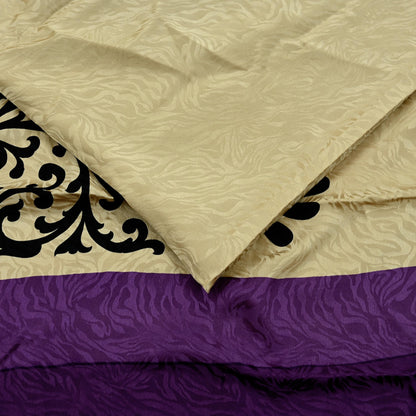 Indian Vintage Beige Saree Pure Crepe Silk Printed Sari 5yd Sewing Paisley Soft Craft Fabric Wrap Dress Making Quilting Crafting Upcycle