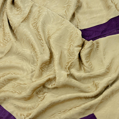 Indian Vintage Beige Saree Pure Crepe Silk Printed Sari 5yd Sewing Paisley Soft Craft Fabric Wrap Dress Making Quilting Crafting Upcycle