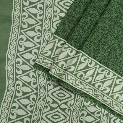 Indian Vintage Sari Green Pure Crepe Silk Printed Saree 5yd Sewing Floral Soft Craft Fabric Wrap Dress making Crafting Quilting