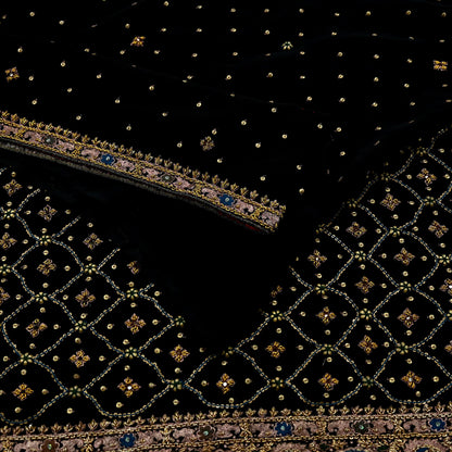Indian Vintage Black Sarees Pure Georgette Silk Pre-owned Hand Beaded Ritu Kumar Designer Sari 6Yd Soft Ethnic Bollywood Party sarees