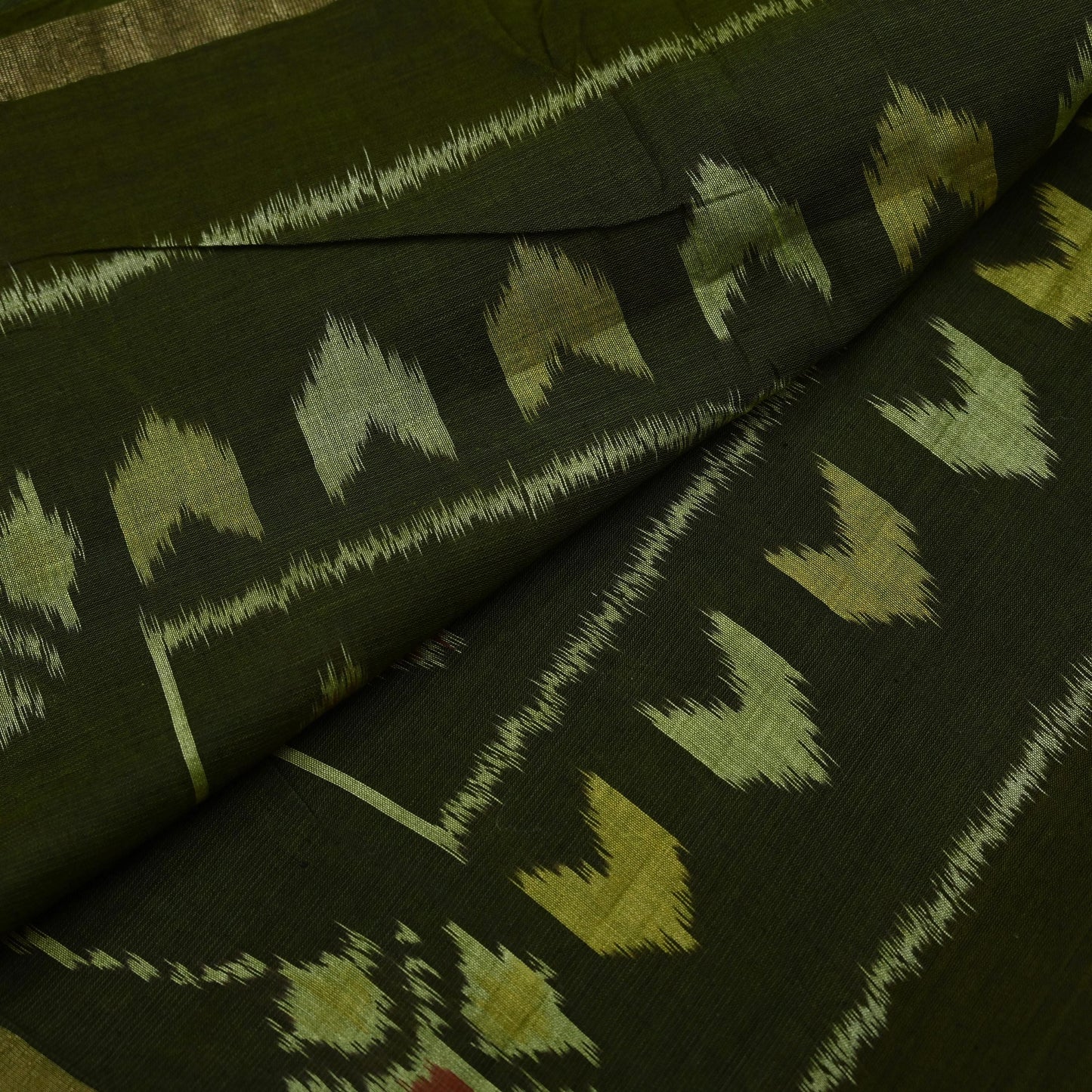 Indian Vintage Dupatta Beige & Green Long Stole Hand woven Sambalpuri Ikat Hijab Pure Cotton Indian Scarves Veil