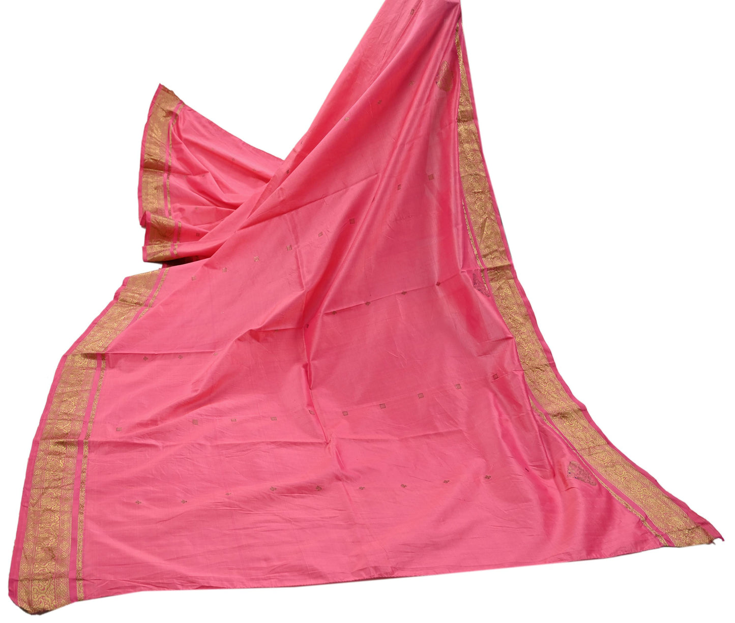 Indian Vintage Pink Dupatta Long Stole Pure silk Woven Banarasi Scarves Veil Scarf Wrap Hippie Boho Soft Floral Zari