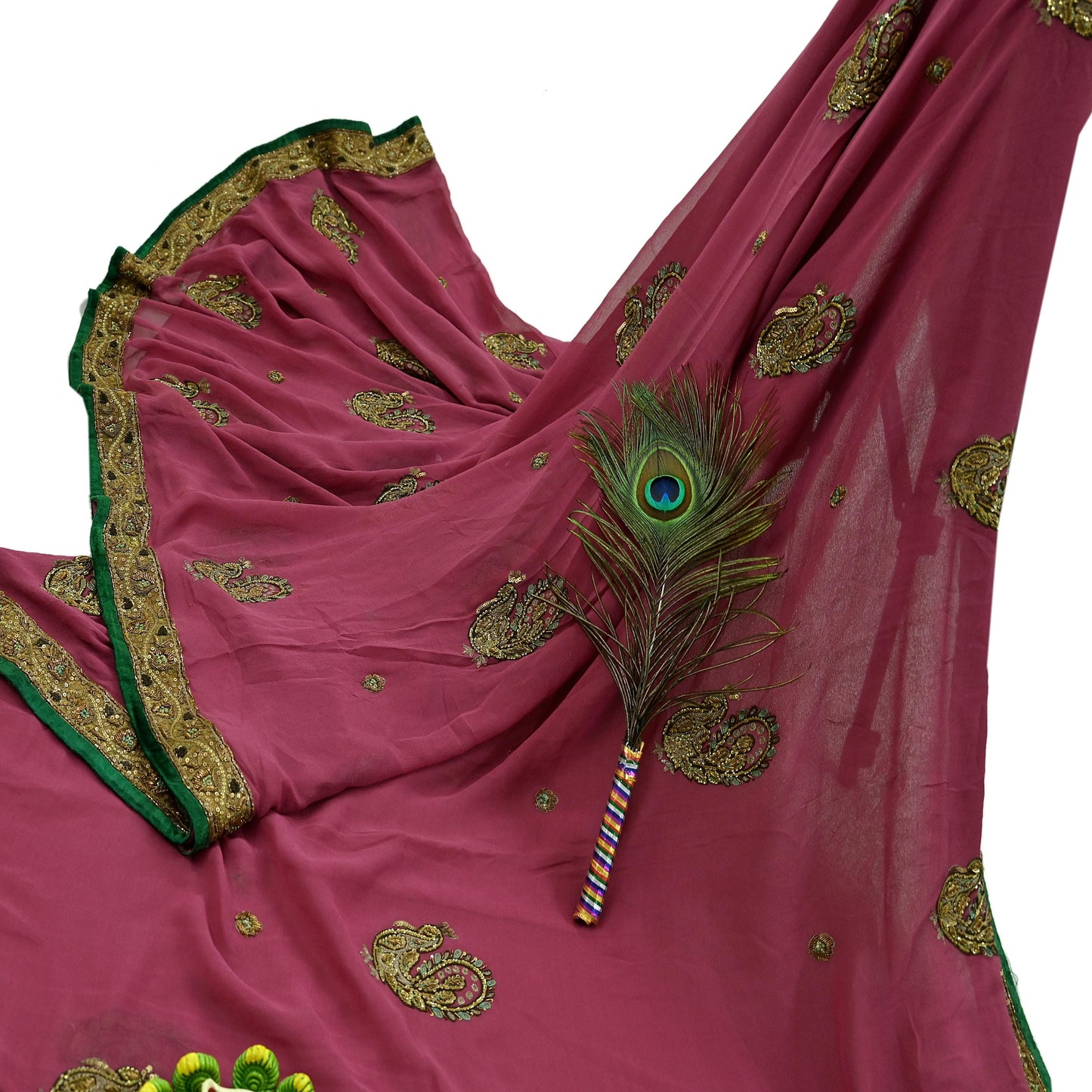 Indian Vintage Heavy Sarees Pink Pure Georgette Silk Hand Embroidered Sari Fabric 5Yd Sewing Ethnic Zardozi/dabka zari Wedding sarees